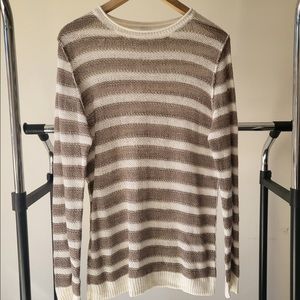 Beige and White Knit David Naman Mens Sweater Size M